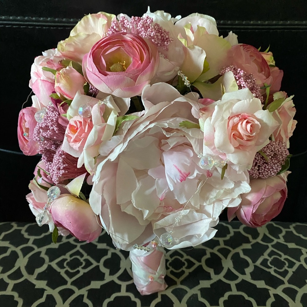 Light pink and white luxury faux bridal bouquet